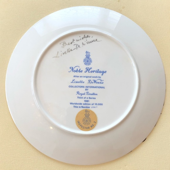 Royal Doulton, Lisette DeWinne Collectors plate. Title: Noble Heritage - Picture 2 of 4